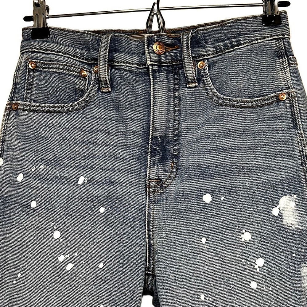 J. CREW POINT SUR Shoreditch‎ Straight Leg High Rise Jeans • 25 • blue, painted - Picture 3 of 10